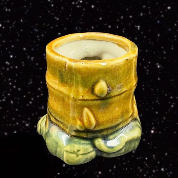 Majolica Ceramic Planter Vase With Figural Elephant Animal Vintage 5”W 3”T - Picture 4 of 12